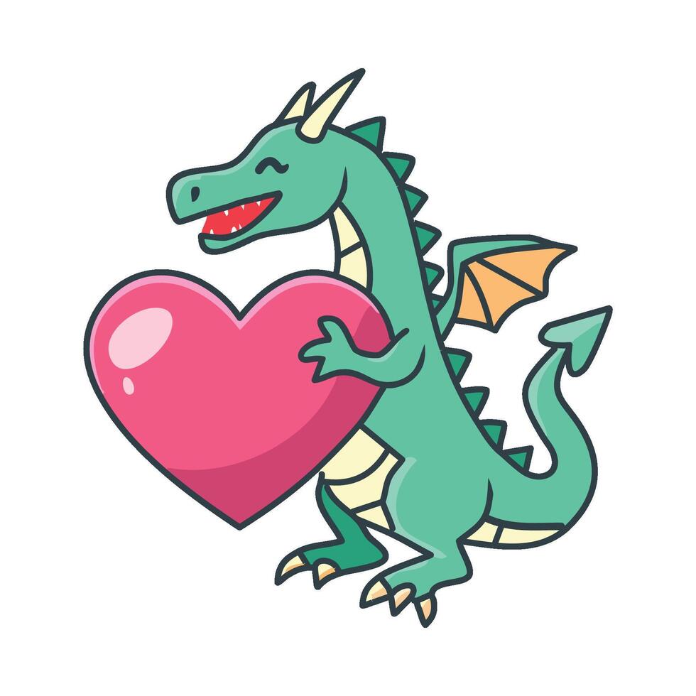 A cute dragon with heart vector