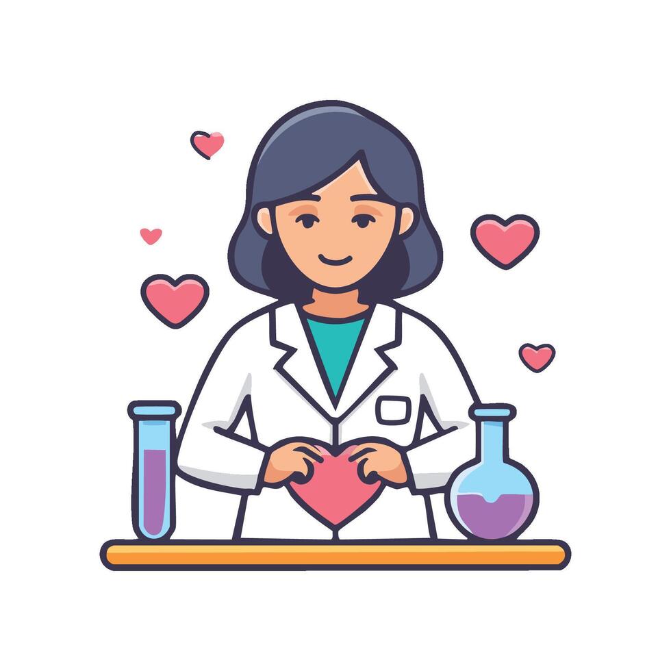 A scientist mixing glowing vector