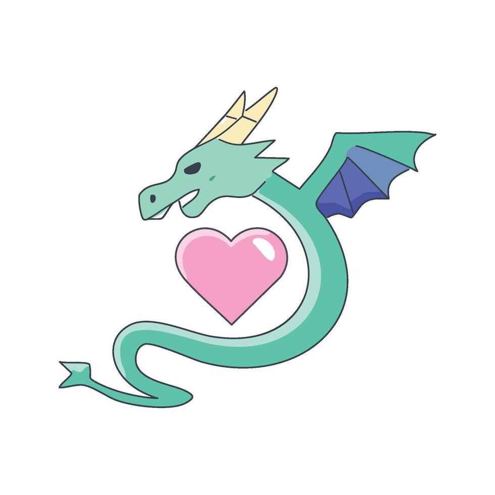 A Dragon with heart vector