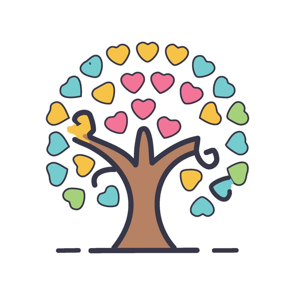 A magical tree with heart-shaped leaves vector