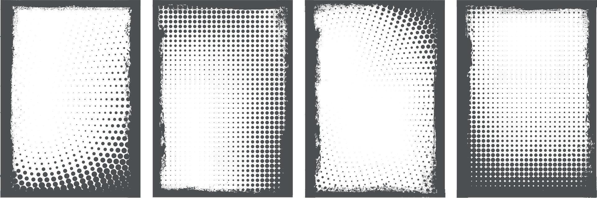 Set of halftone themed dark Grunge Brochure cover template background design vector
