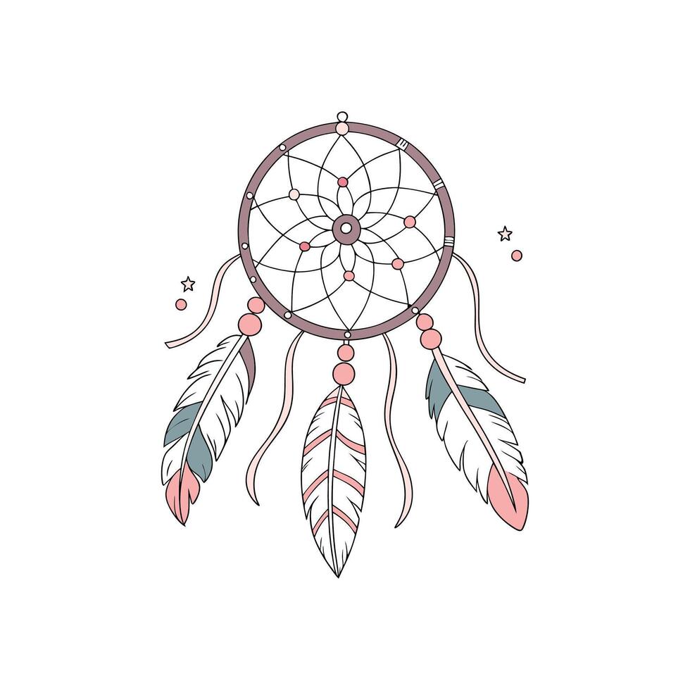 Boho Inspired Dreamcatcher with Positive Affirmation vector