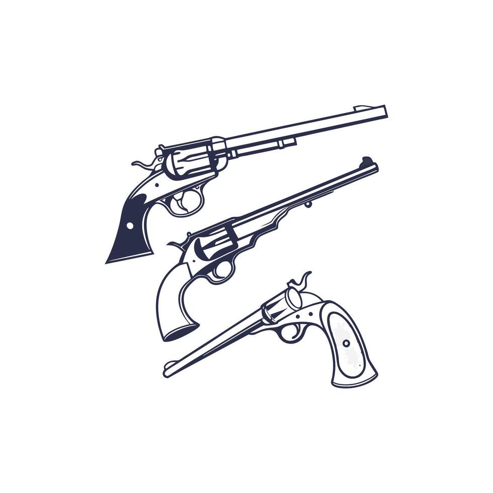 Artistic Designs of Gun Silhouettes vector