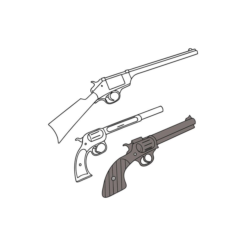 Stylized Gun Shapes in Art and Illustration vector