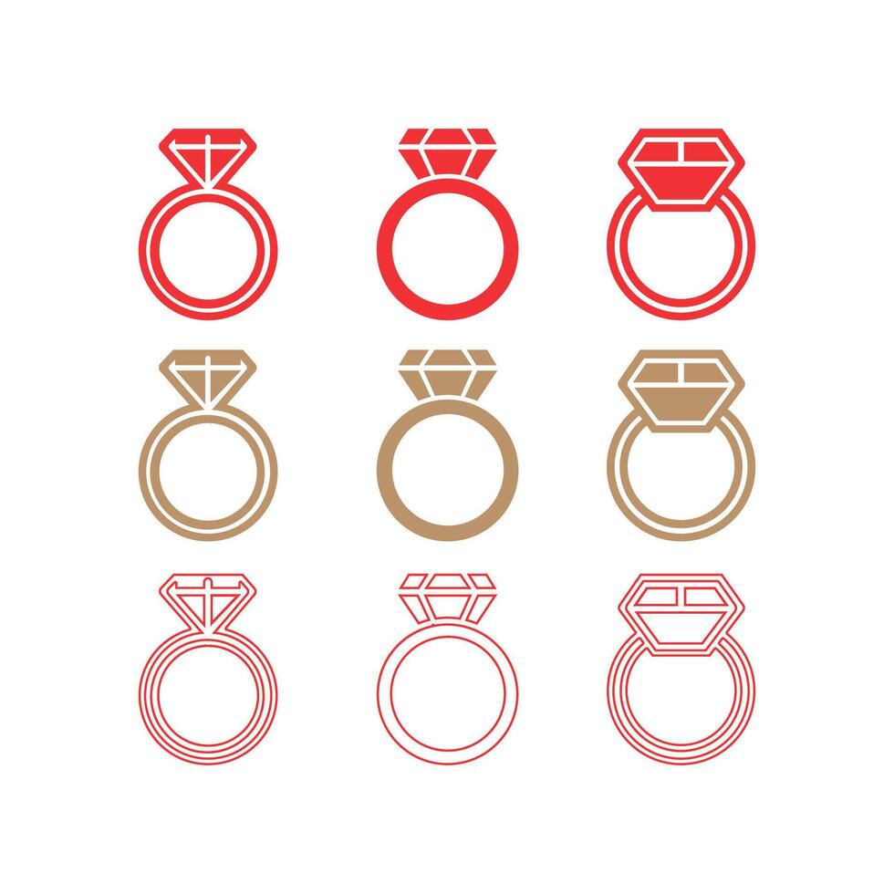 Ring Icons Set For Valentine Special vector