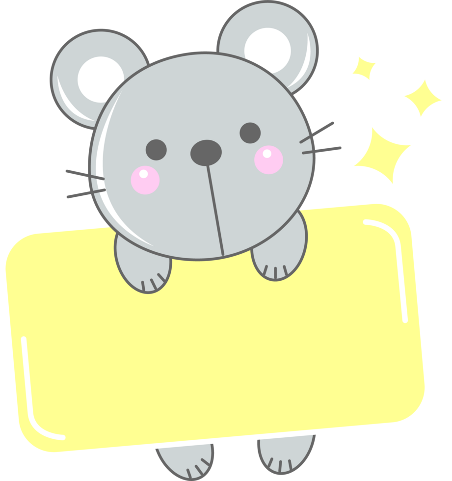 Cute rat animal name tag label, kawaii cartoon png