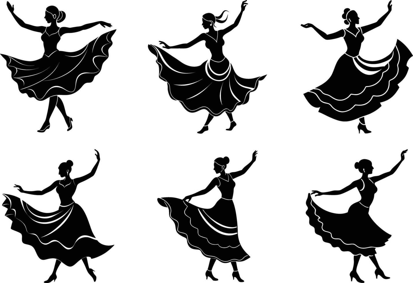 Dance silhouettes of women on white background vector