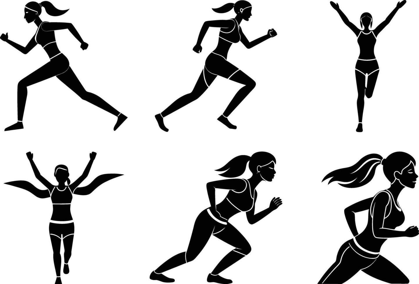 Dynamic jogging silhouette of woman for active exercise vector