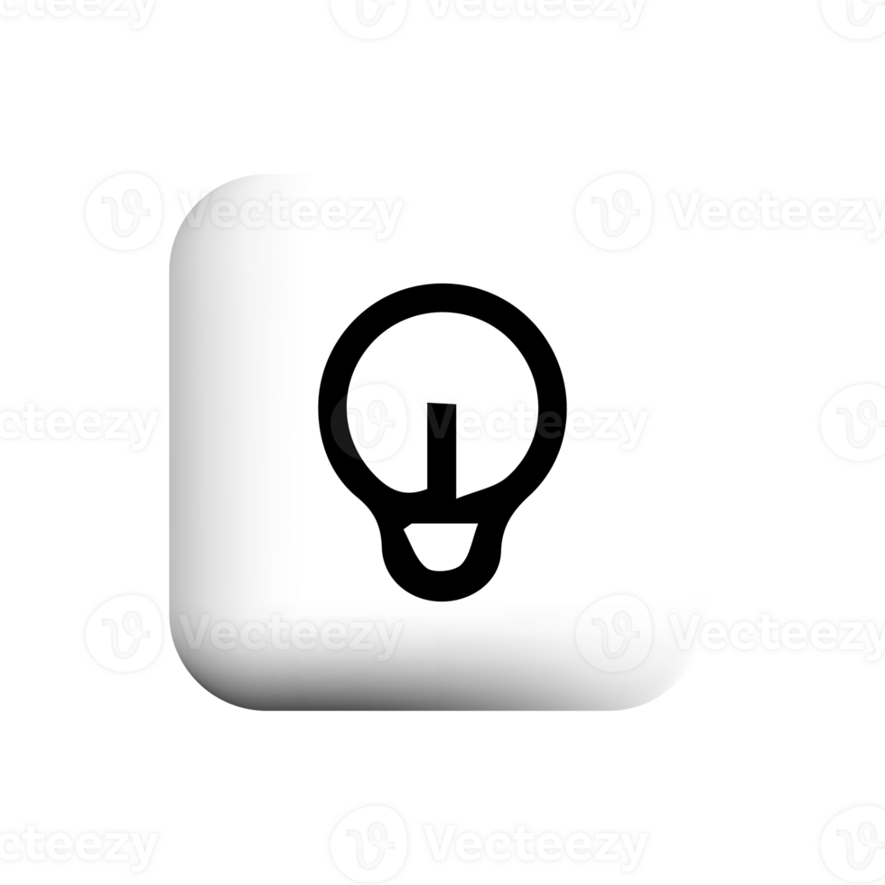 Light bulb icon on white square button png