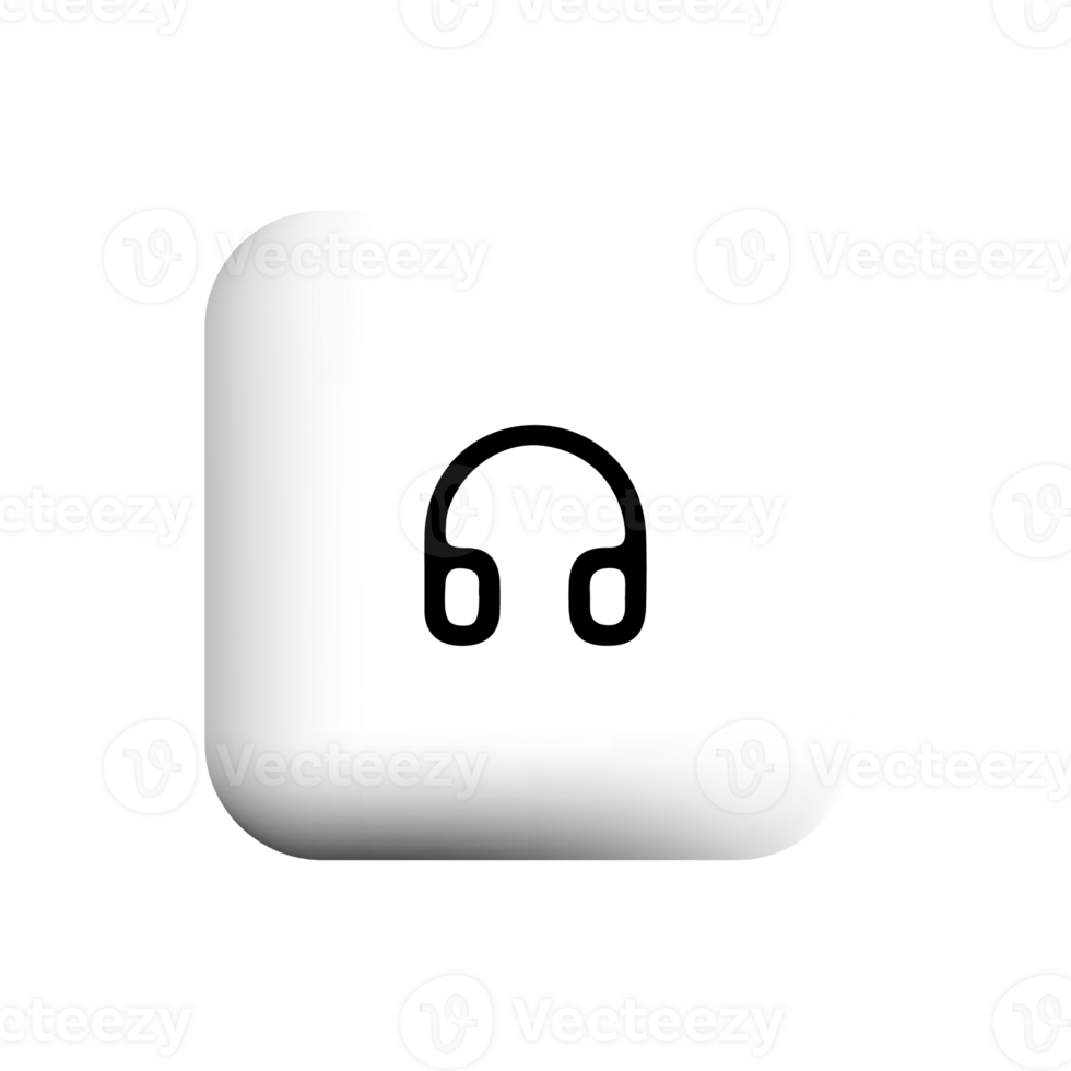 Headphone icon on a white square button png