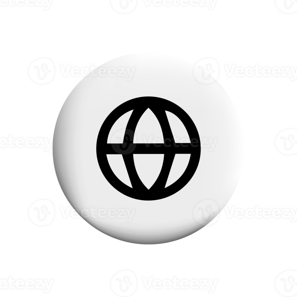 Web Icon or Globe symbol on a white button png