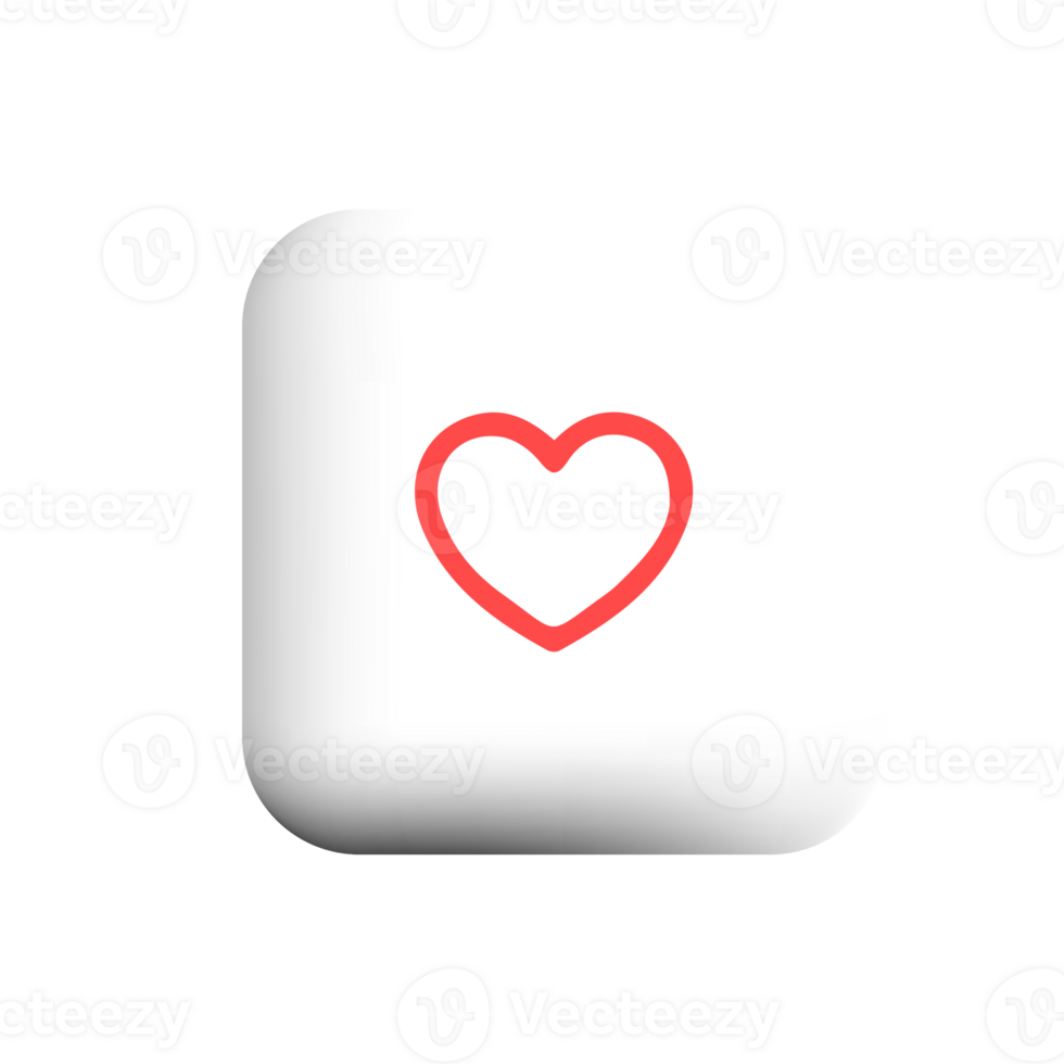 Love heart icon on white button png
