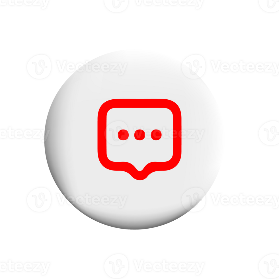 Red speech bubble icon on a white button png