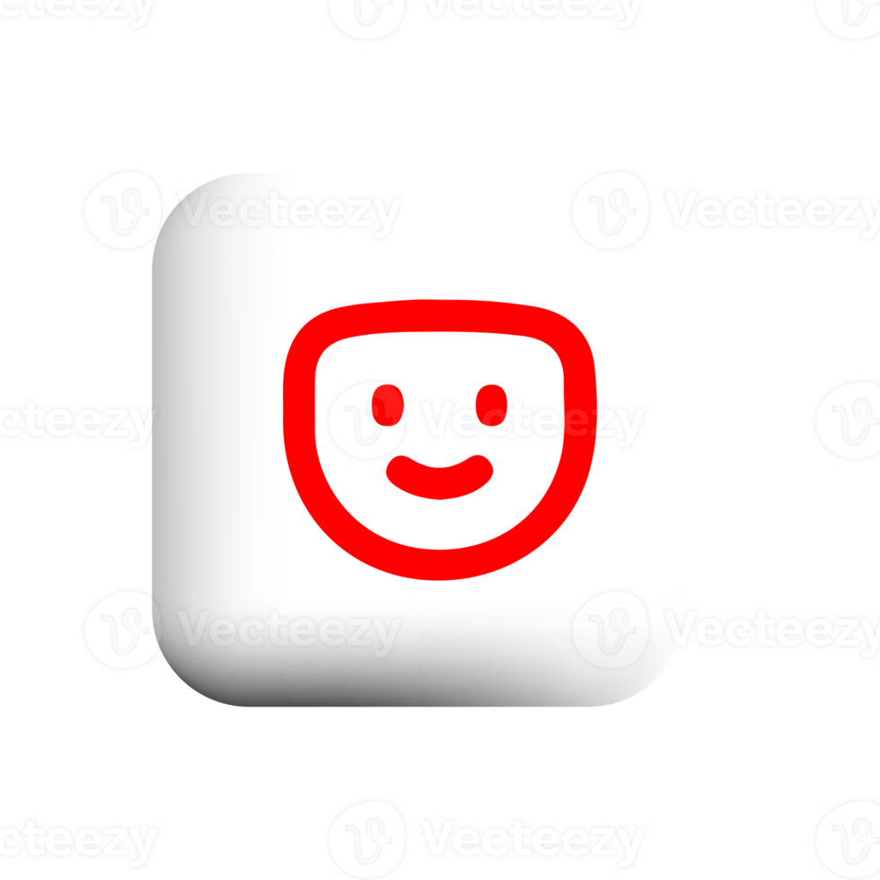 Red smiley face icon on a white square shape png