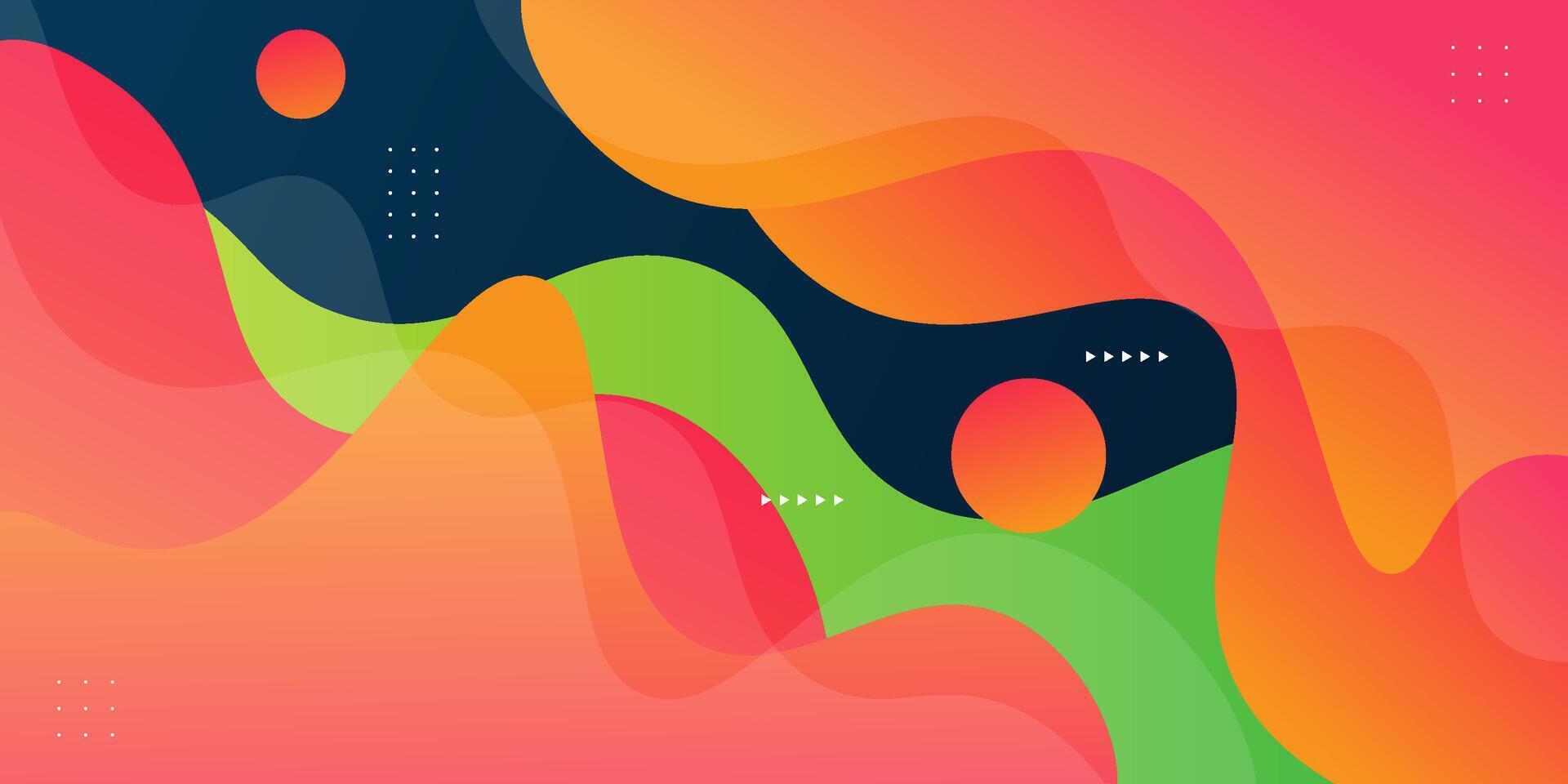 Bright green and orange wave background. Abstract paper cut. Abstract colorful waves. Wavy banner. Dark colored geometric shapes on the background. Eps10 vector