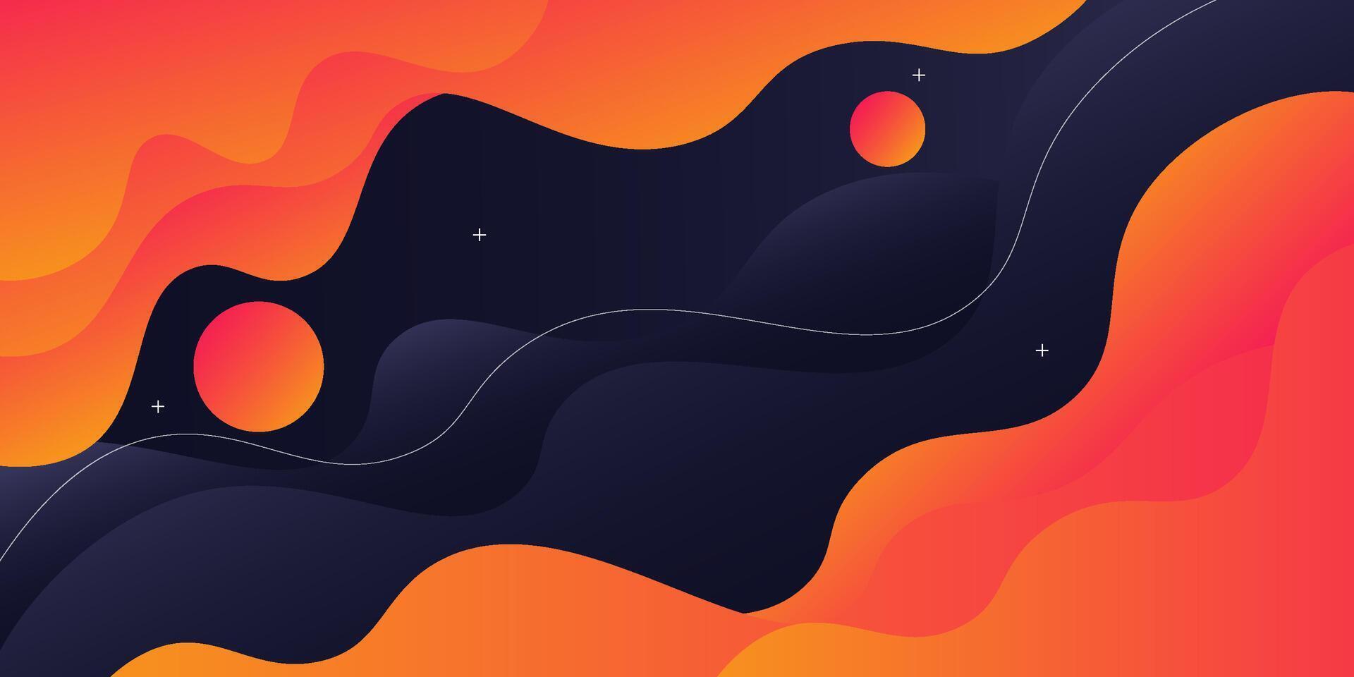 Dark blue and orange wave geometric business banner design. Creative banner design with curved shape template. Simple horizontal banner. Eps10 vector