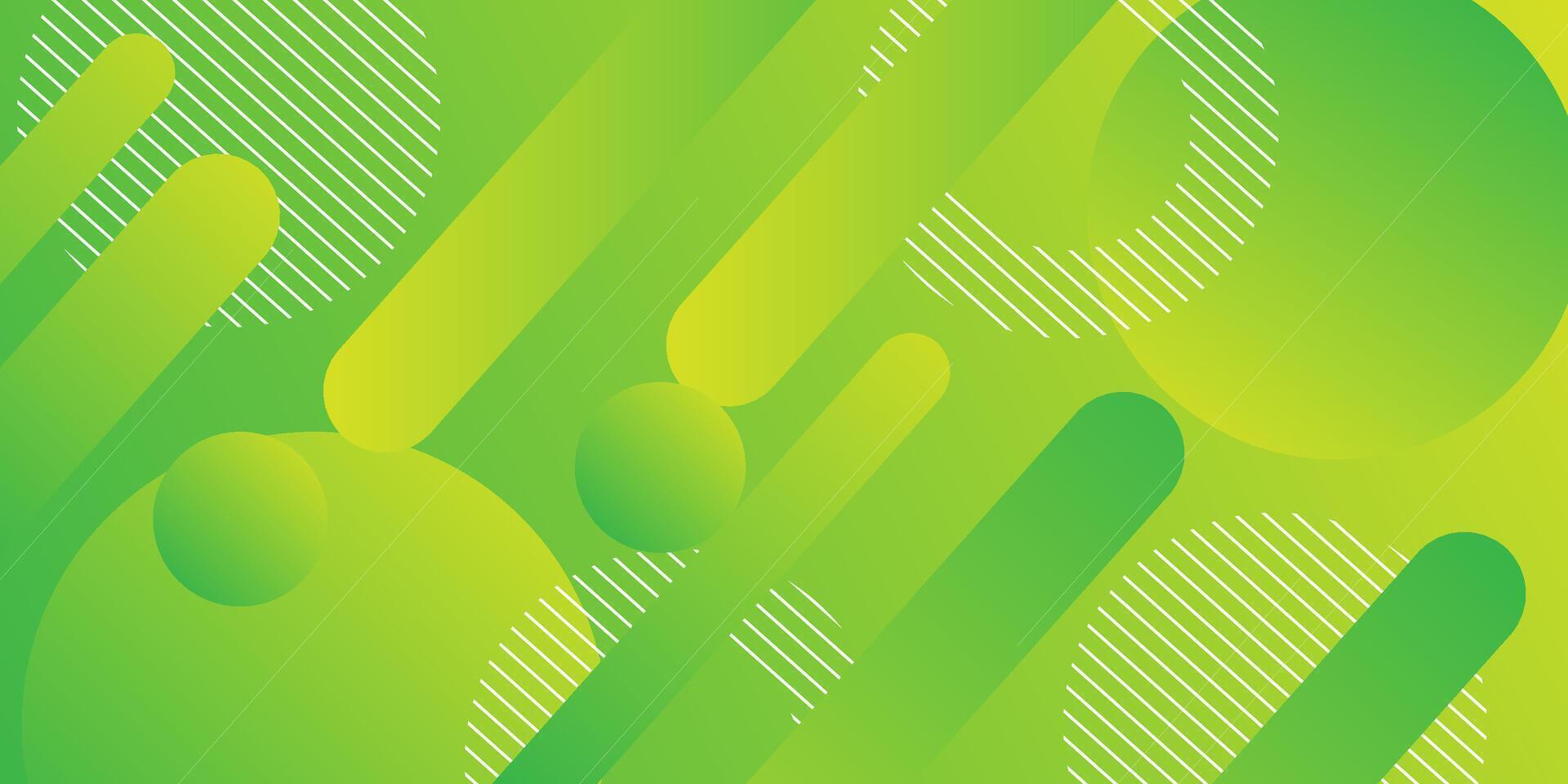 Abstract bright green geometric background template with circle and rectangle pattern. Green background with trendy design. Eps10 vector