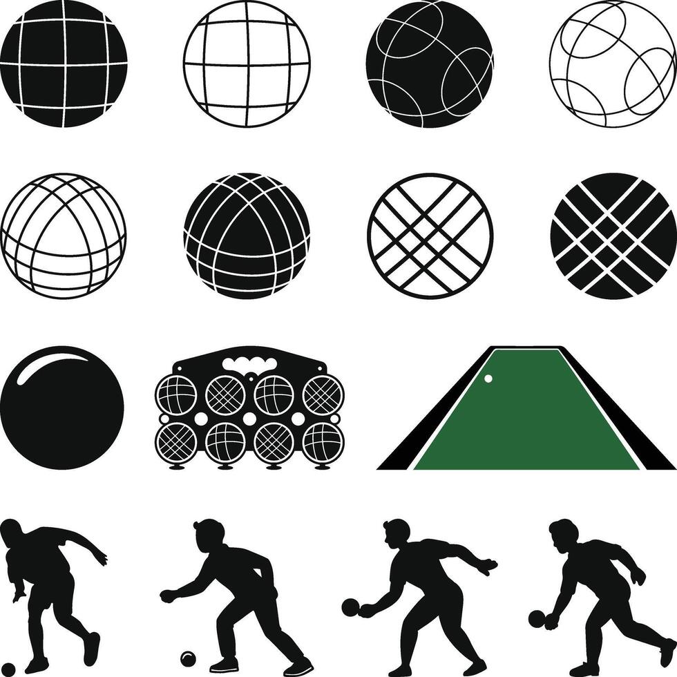 Set of Bocce Ball Logos and Icons, Bocce Ball Icons isolated illustration vector
