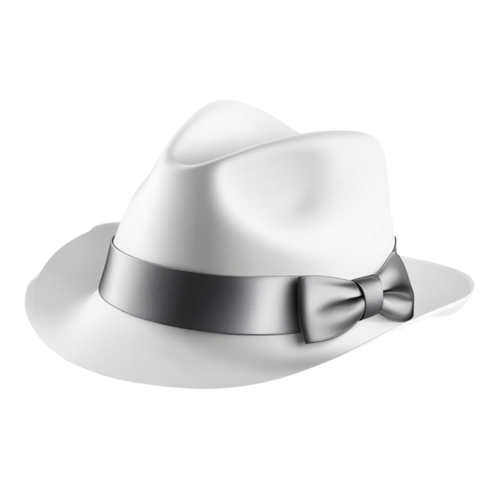 white hat with silver ribbon on transparent background png