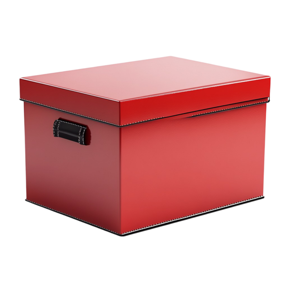 Stylish Red and Gold Box with Handle Isolated on Transparent Background png