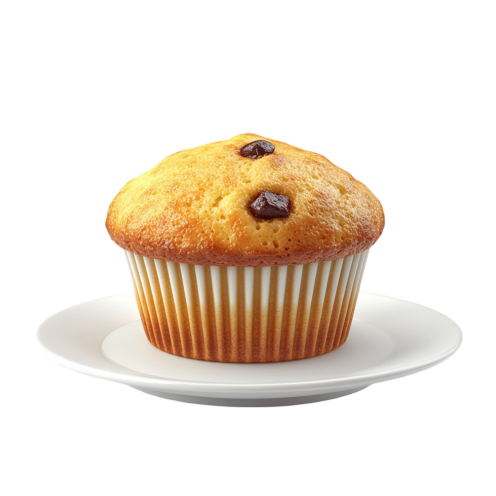 A muffin on a plate on transparent background png