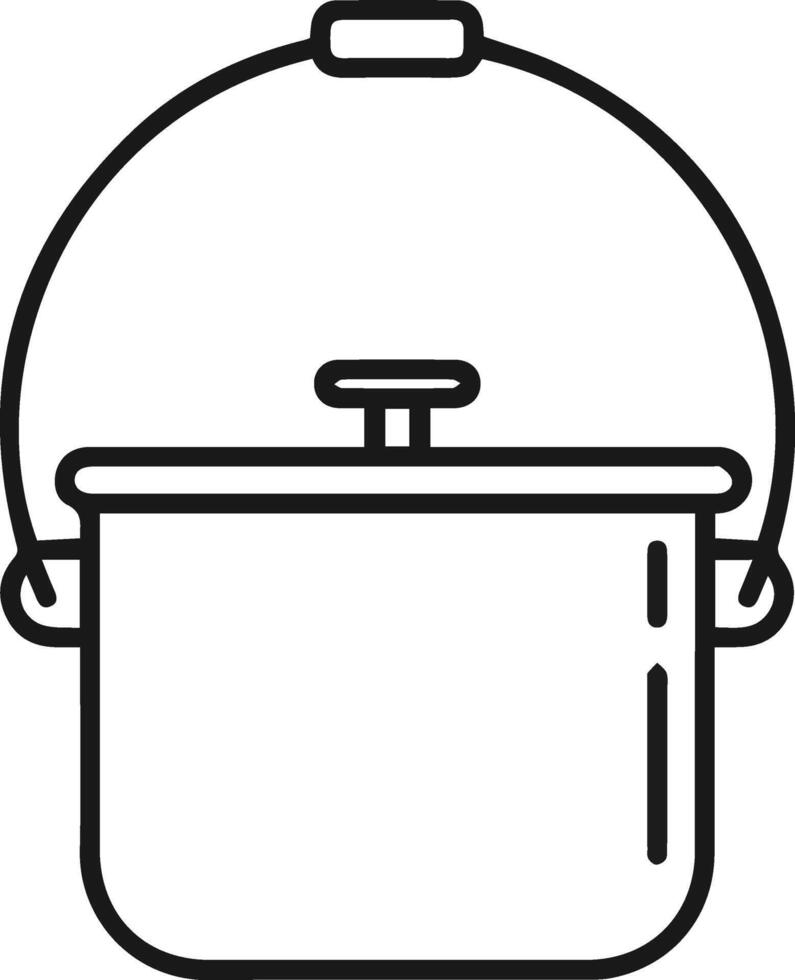 A black and white illustration of a pot with lid vector