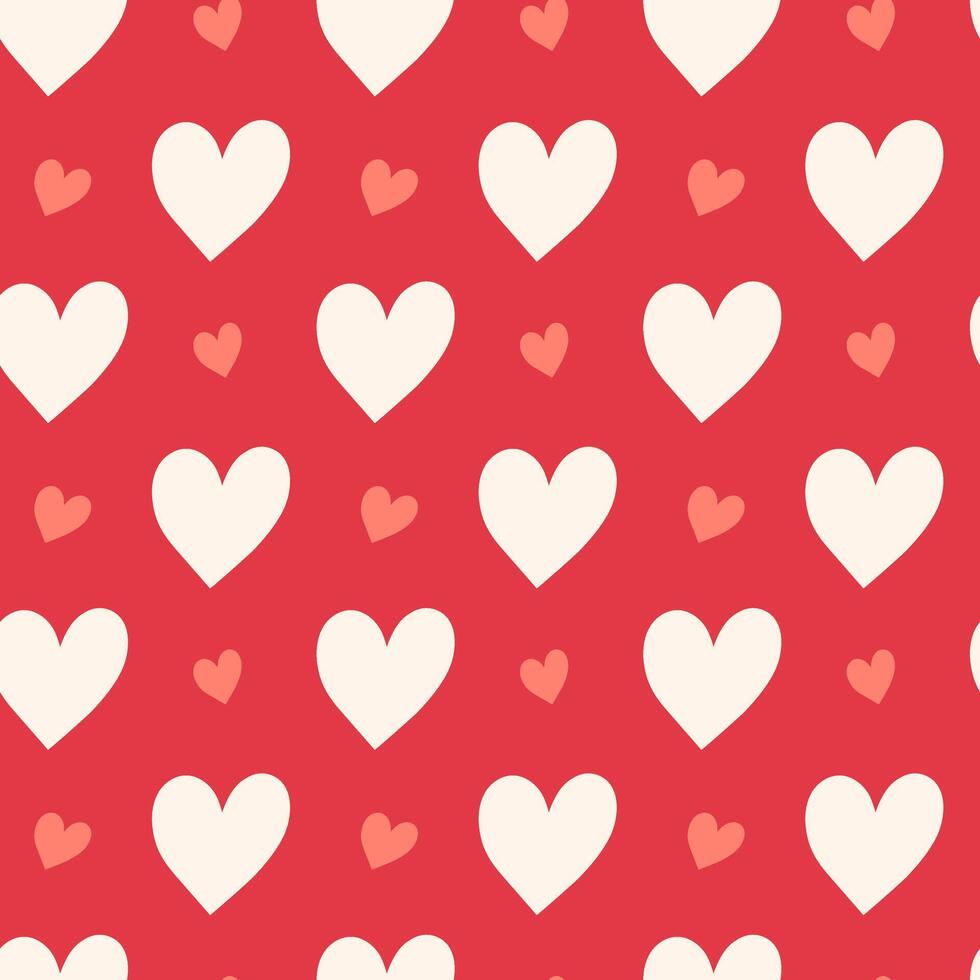 Valentine's Day seamless pattern. White and red background vector