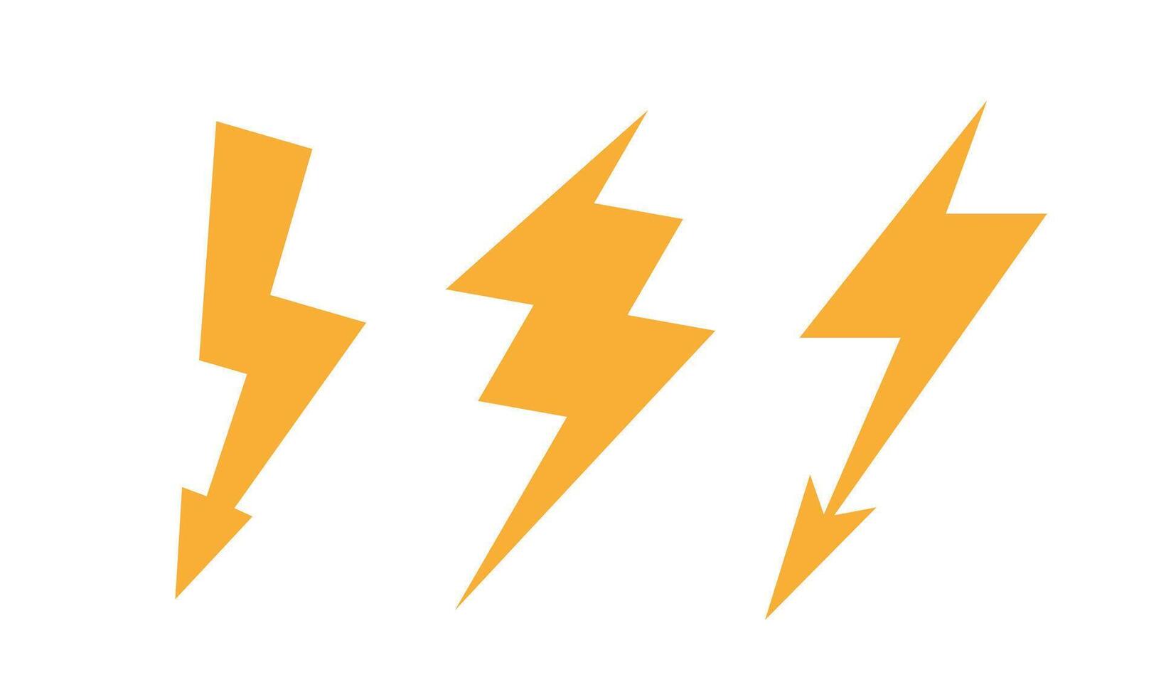 Abstract Lightning bolt yellow icon set vector