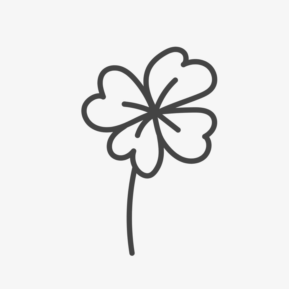 Shamrock doodle line illustration. Clover lucky leaf vector