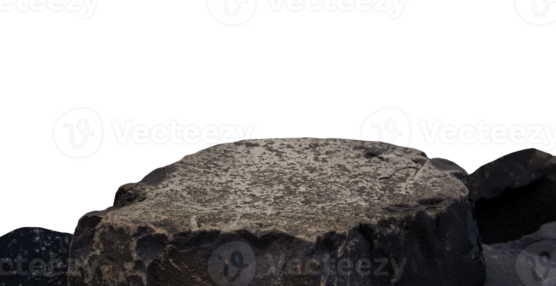 Stone Podium isolated,Rock Sea Stand Display for Product Presentation,Natural shape Dark grey and Blue of Cliff rock mountain,Nature element for Stone garden png