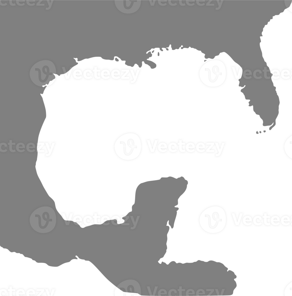 Map of the Gulf Coast, geographic area in the extreme southern United States along the northern portion of the Gulf of Mexico. BW and Flat Style, Grey and Transparent png