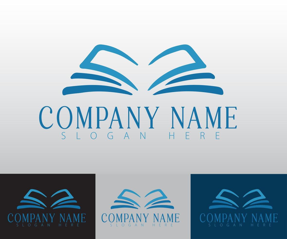 A creative book logo designed to symbolize learning, making it perfect for use on emblems and cards. vector