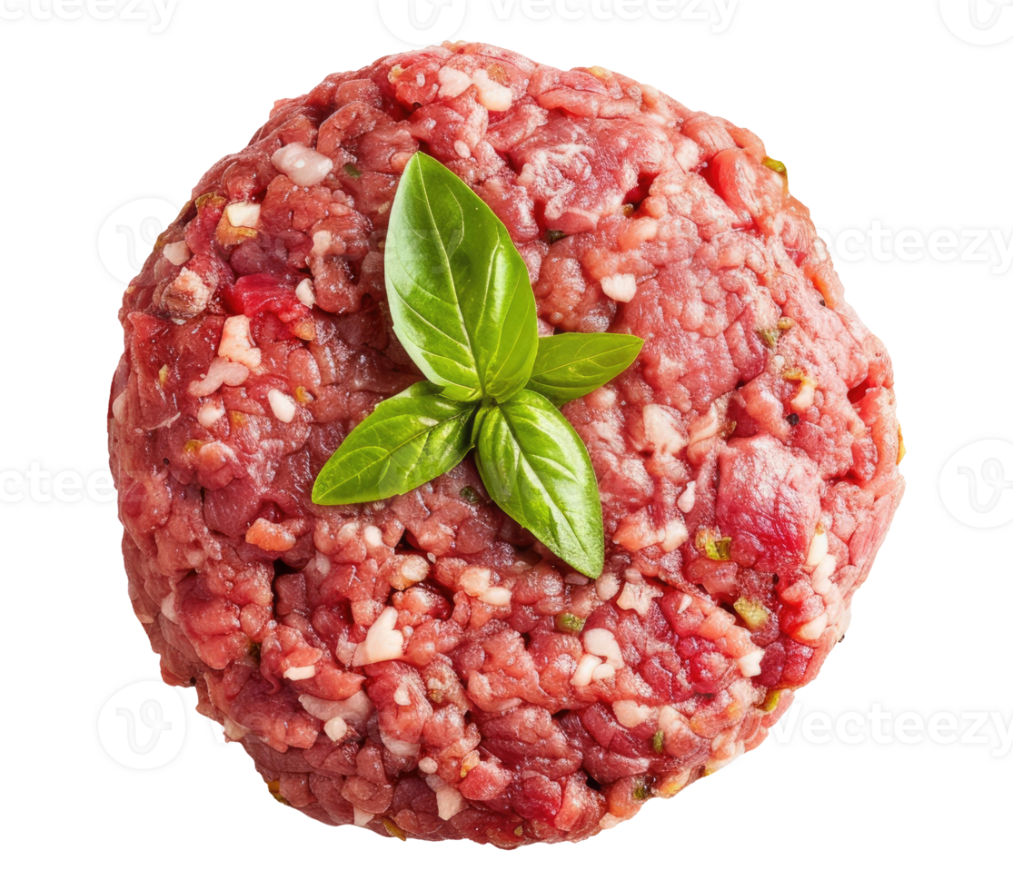 Ground meat cutlet top view isolated png