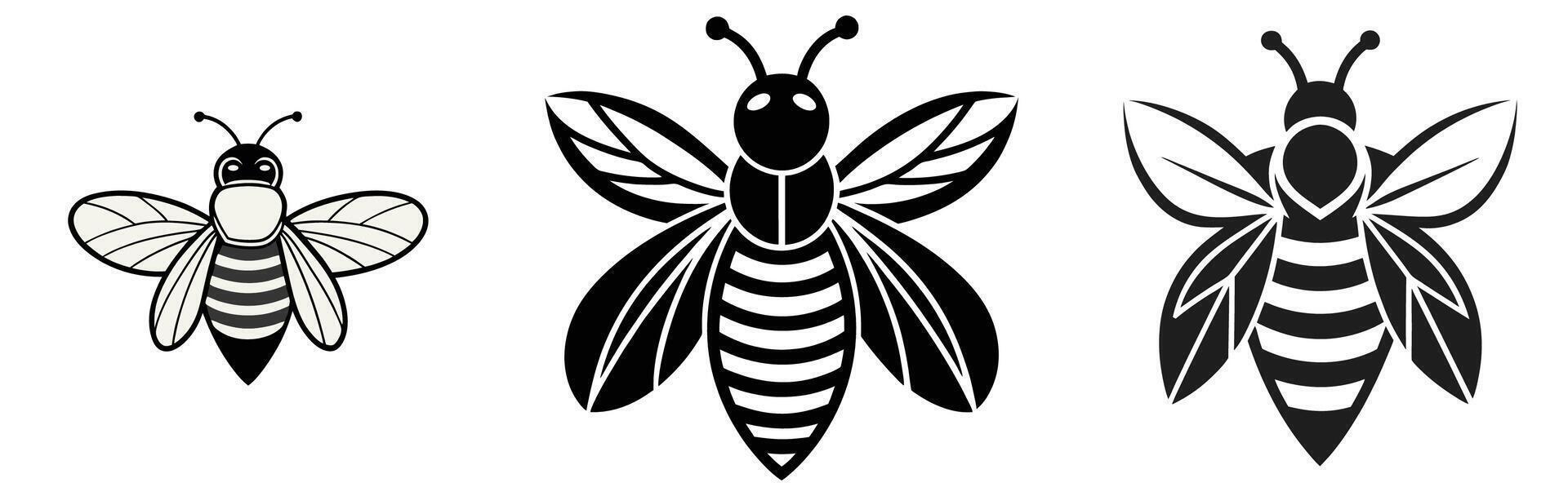 Symmetrical Minimalist Bee Graphic Bundle vector
