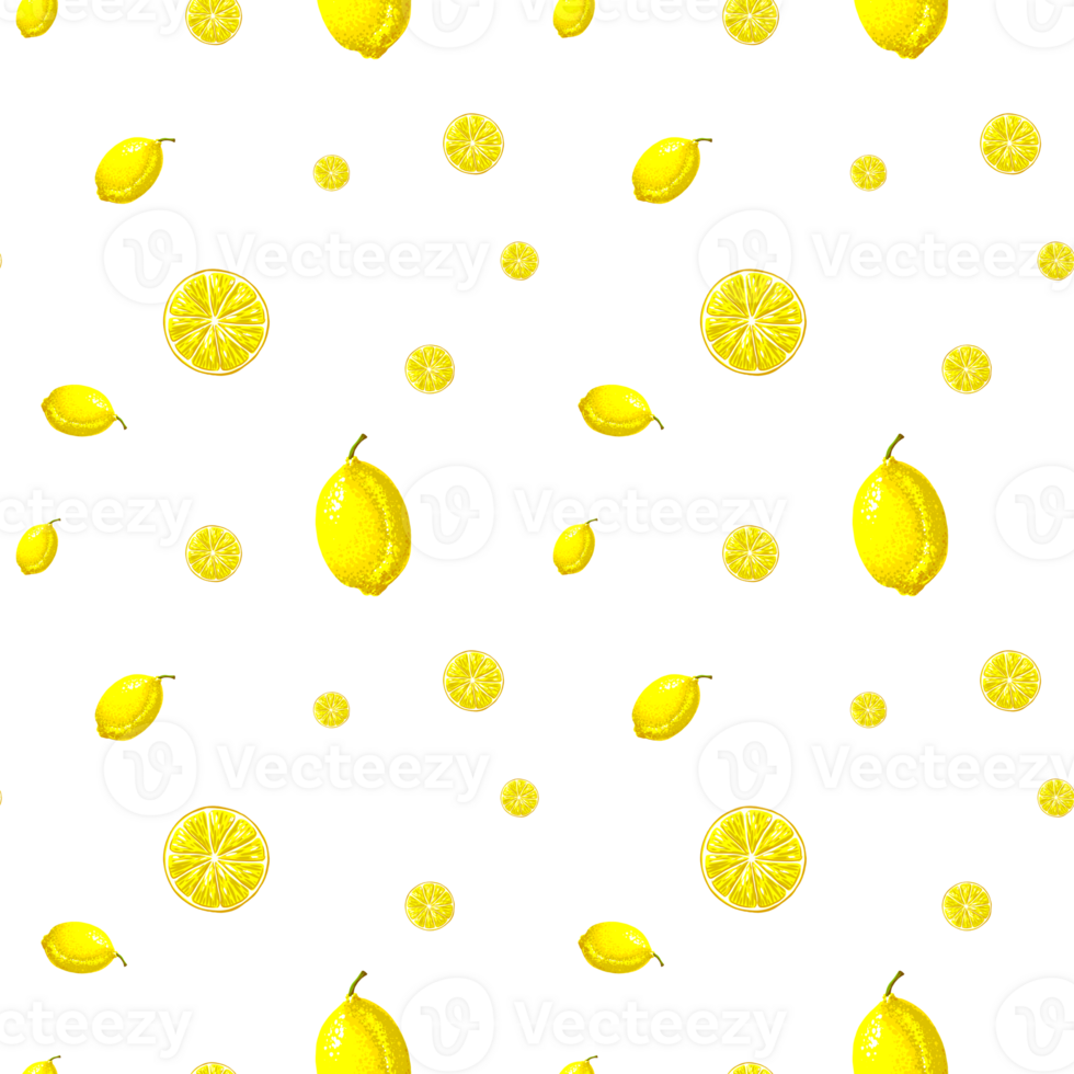 Bright textile pattern with yellow lemons and its Slices png