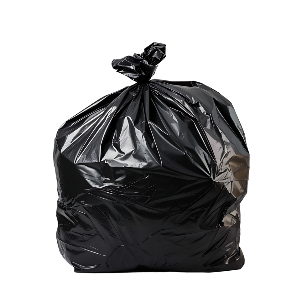 black garbage bag on transparent background png