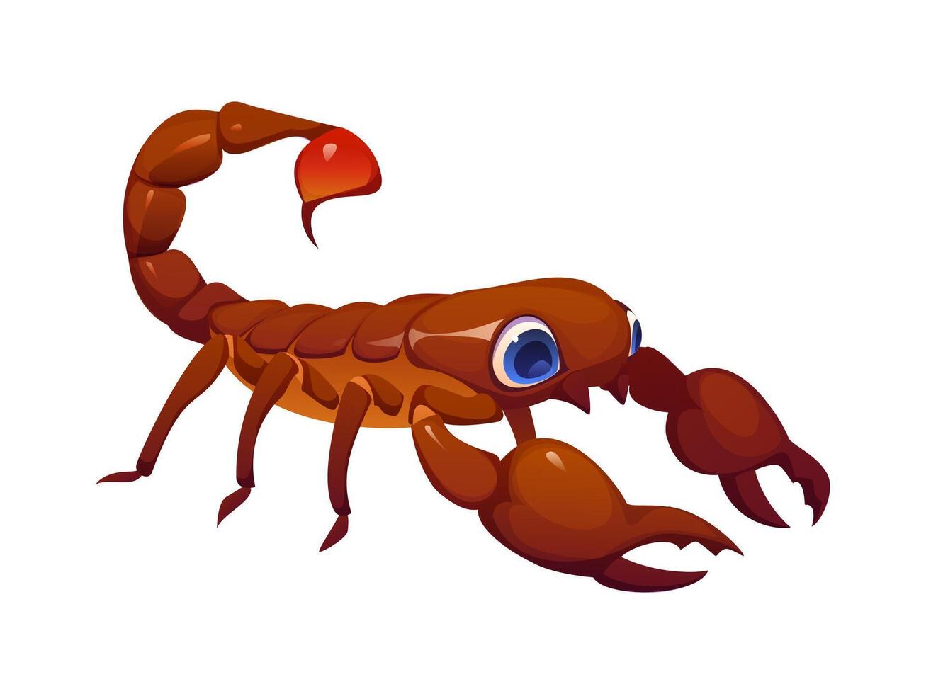 Cartoon scorpion funny insect with big blue eyes vector