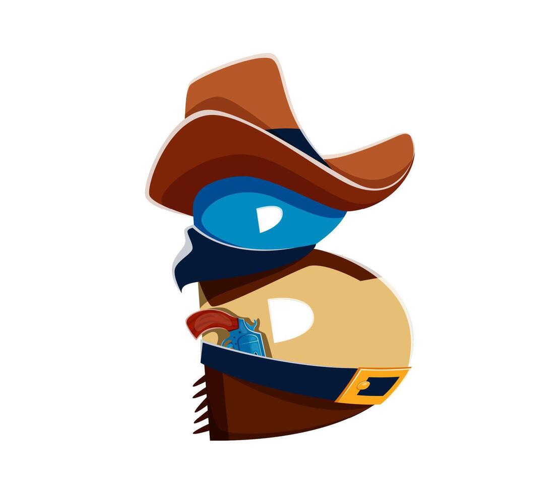 Letter B with a cowboy hat, gun, belt and bandana vector