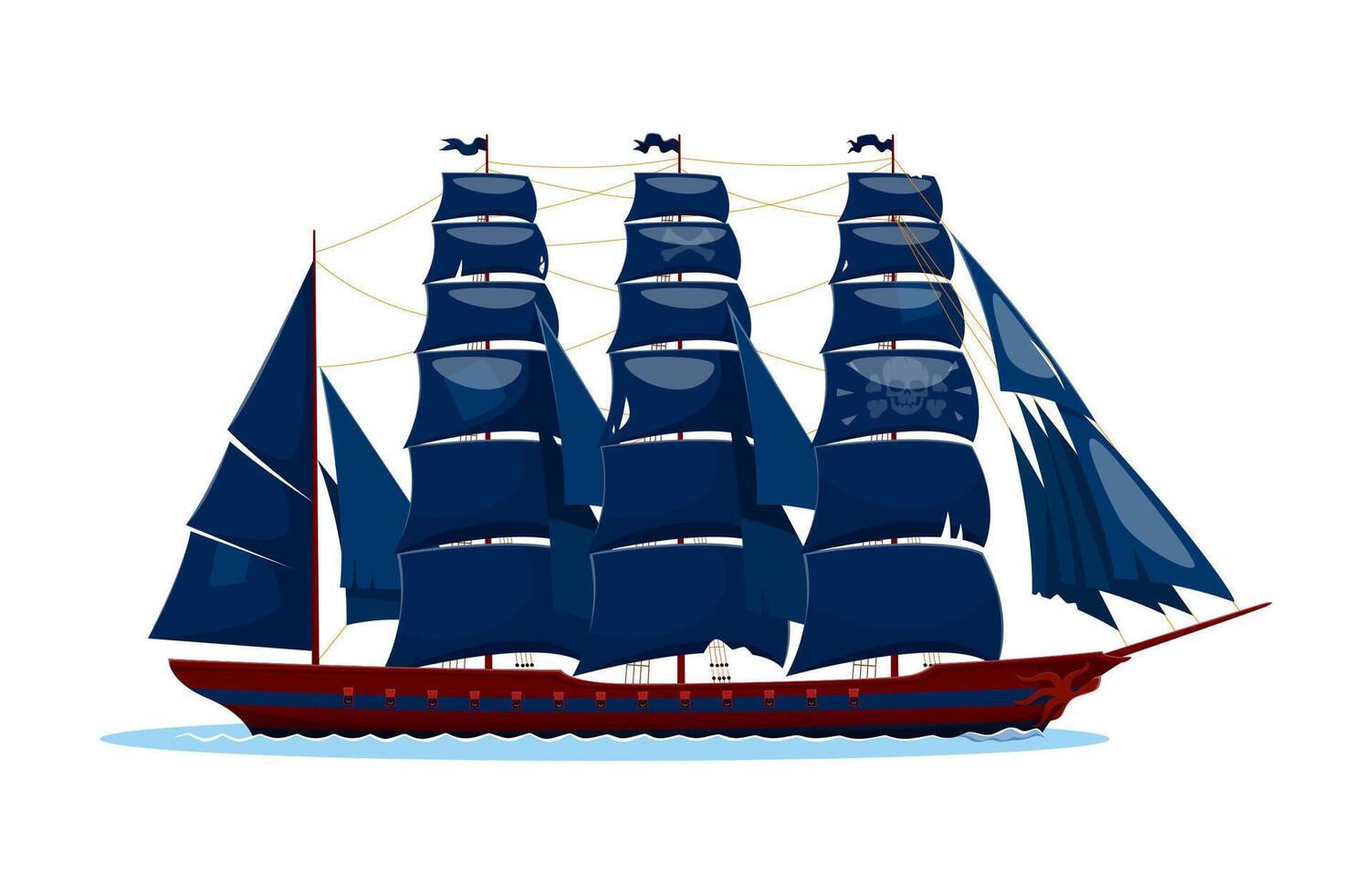 Buccaneer pirate ancient frigate sail ship vector