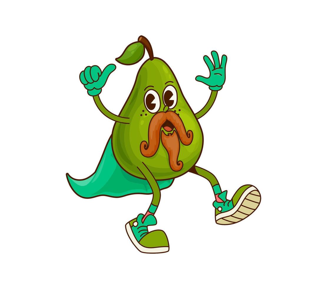 Groovy pear fruit halloween wizard character vector