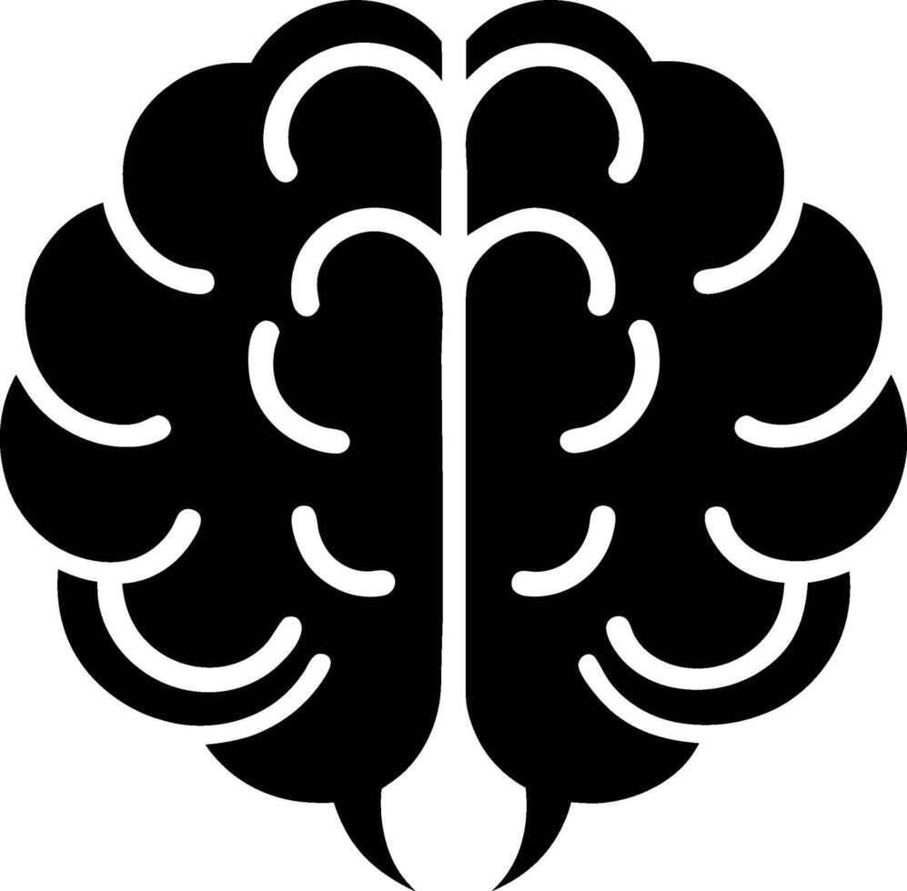 Black and white icon stylized brain illustration. vector