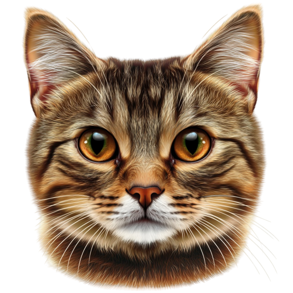 Tabby Cat Face with Golden Eyes png