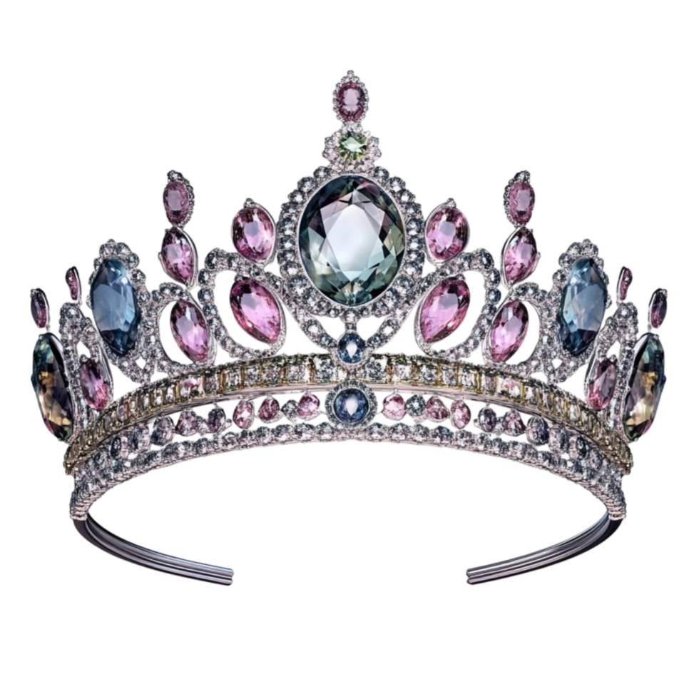 Crown with Colorful Gemstones png