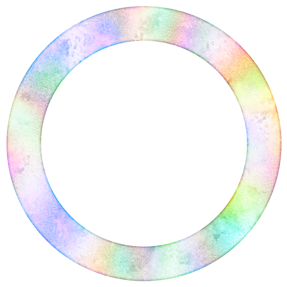 A glittery circle frame with iridescent rainbow colors png
