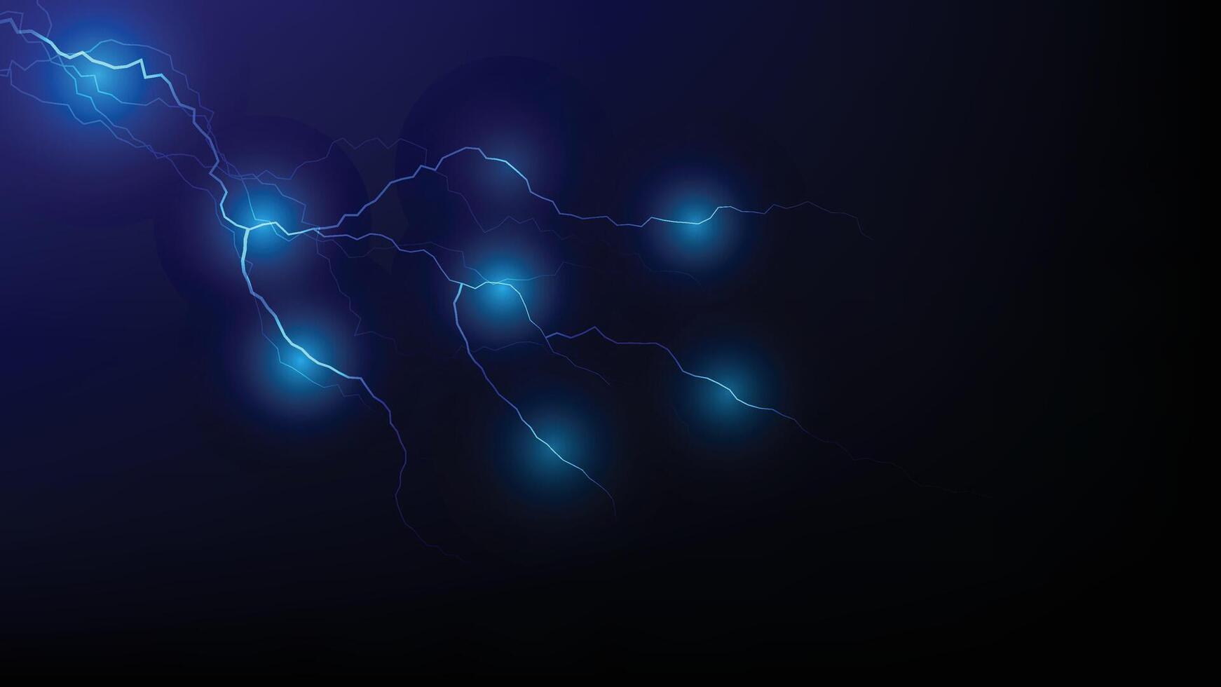 Blue lightning bolt on black color background vector