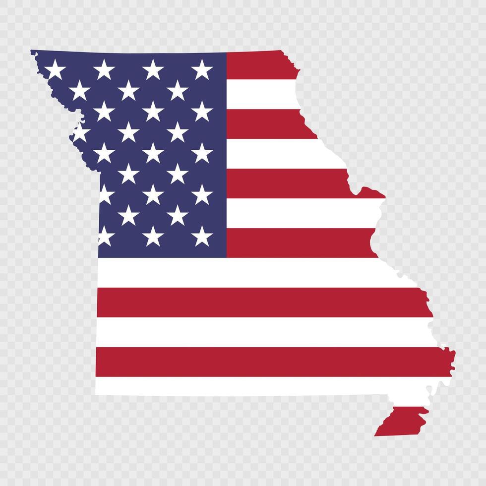 Missouri state map with American national flag. vector