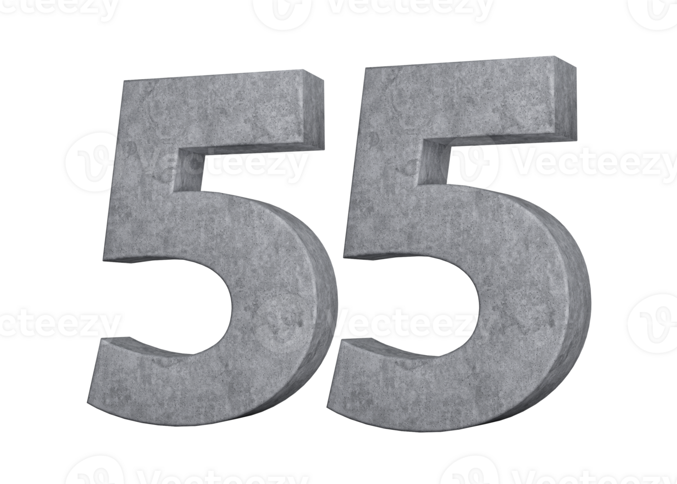 Concrete Number Fifty Five 55 Digit Made Of Grey Concrete Stone On Grey 3d Illustration png