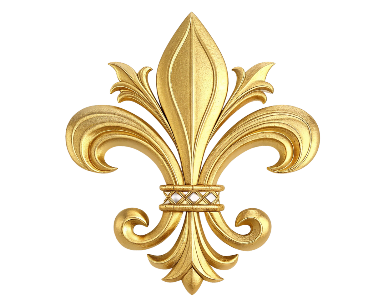 Golden decorative element on transparent png