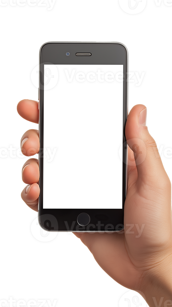 Smartphone in Hand with Transparent Screen, Isolated on Clear Background png