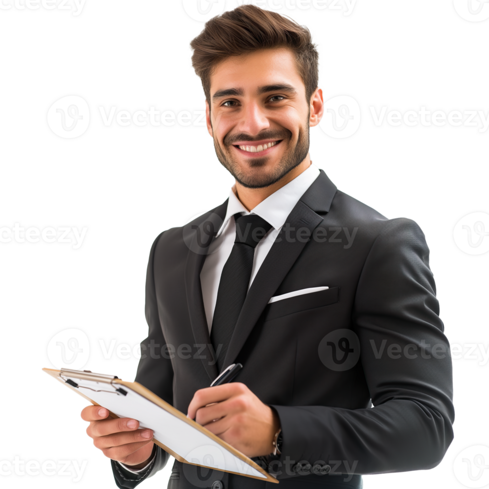 Businessman Taking Notes on a Clipboard with Transparent Background png